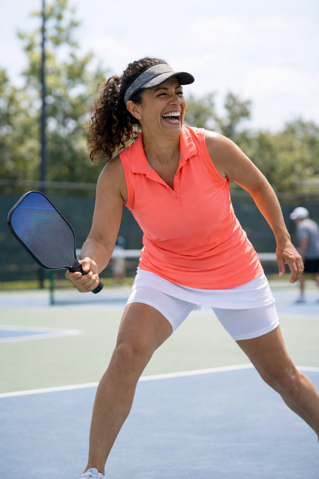 Woman playing pickleball